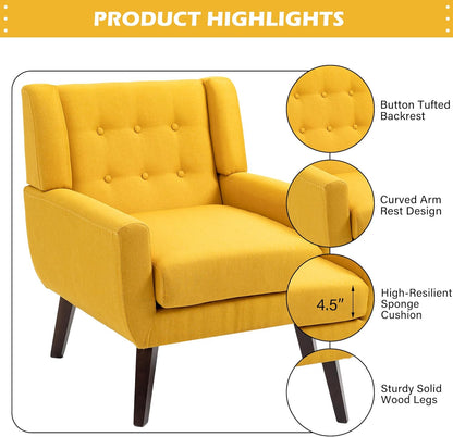 UIXE Accent Chair, Modern Upholstered Armchair in Fabric for Living Room, Comfy Club Arm Chairs