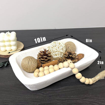 Wooden Dough Bowl Decor, Vintage Wooden Bowl Hand Carved Home Decor for Dining Table Center, Living