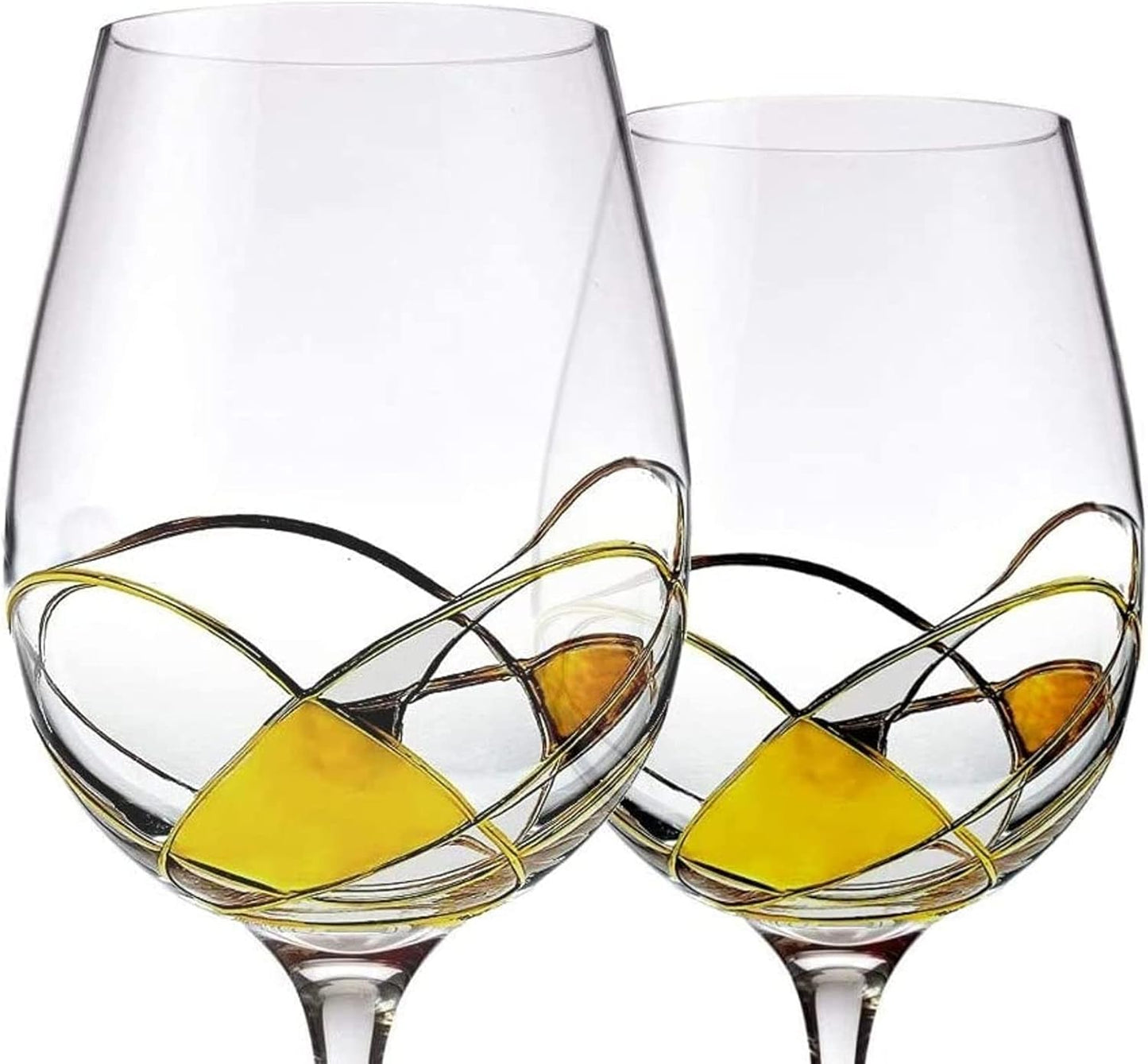 Bezrat Wine Glasses Hand Painted - Set of 2 - Women Wine Gift - Wine Lover Glass - Beautiful