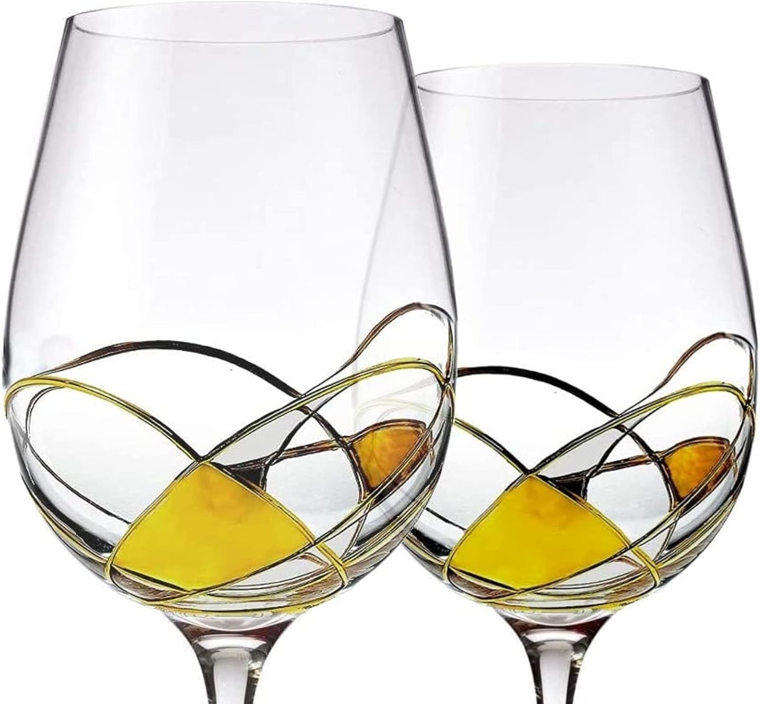 Bezrat Wine Glasses Hand Painted - Set of 2 - Women Wine Gift - Wine Lover Glass - Beautiful