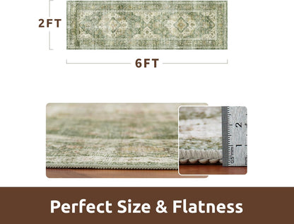 AMOAMI-2X6 Runner Rug-Washable Runners for Hallways-Soft Non Slip Bedside Rugs for Bedroom-Vintage