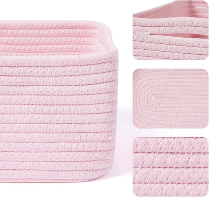 Small Storage Baskets for Organizing | Closet Organizer Bins | Shelf Toy Basket | Woven Rope