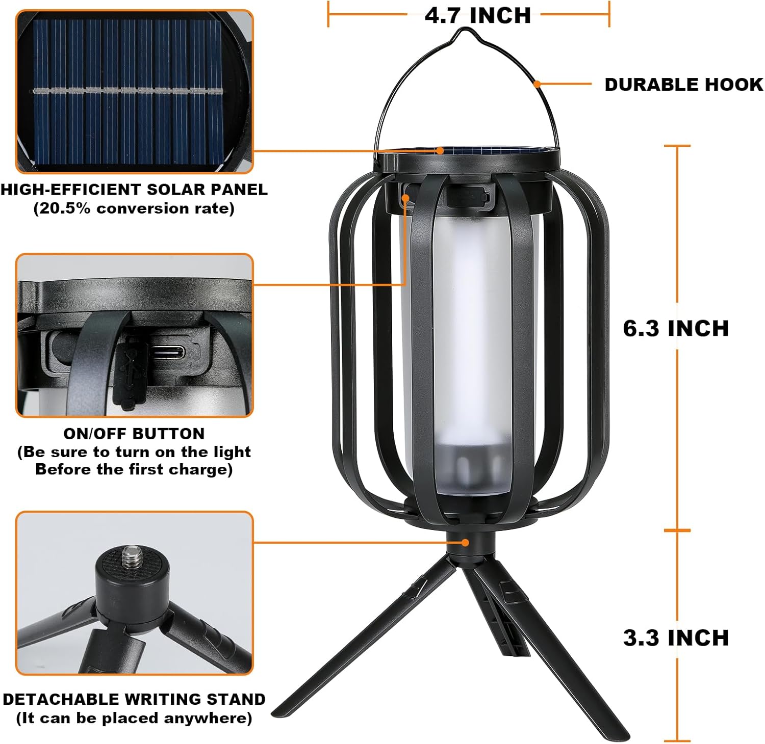 Solar Lantern Outdoor Lights, 2 Pack Waterproof Solar Powered Lanterns with Flickering Flame