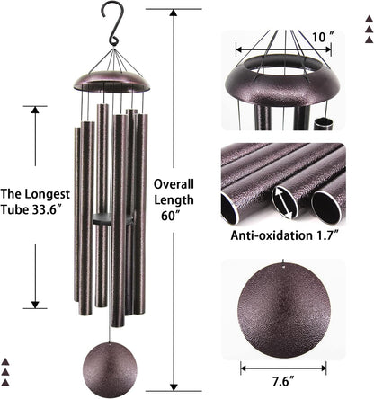 ASTARIN 60" Extra Large Outside Metal Wind Chimes with Deep Tone, Outdoor for Patio Balcony Garden