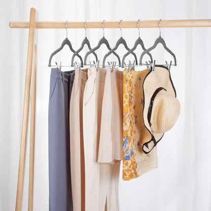 VECELO 20 Pack Velvet Clothes Hangers with Adjustable Clips,Heavy-Duty Non Slip & Space-Saving with