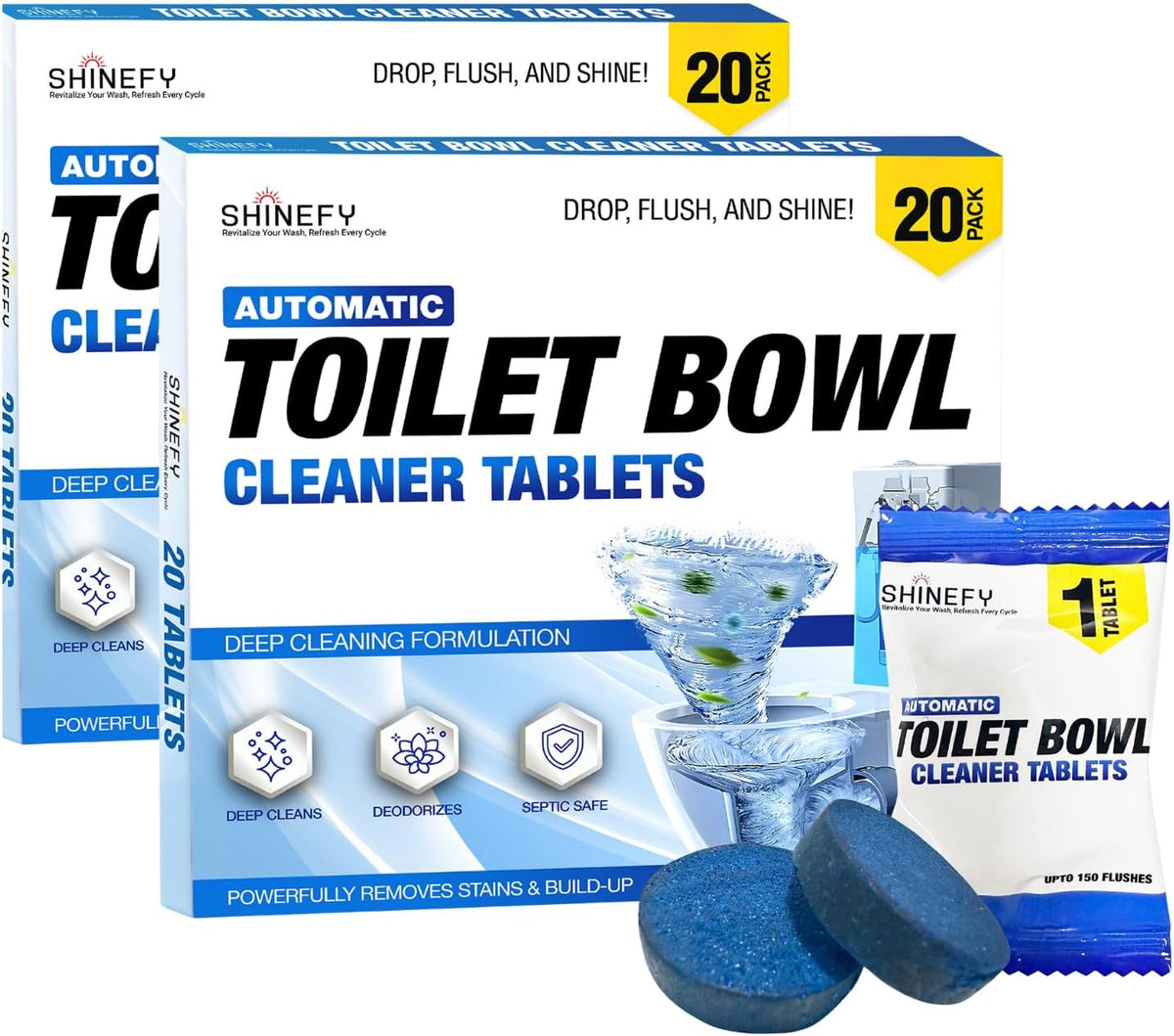 Automatic Toilet Bowl Cleaner Tablets – 40 Tabs - Blue Gel Toilet Tank Cleaner, Hard Water Ring