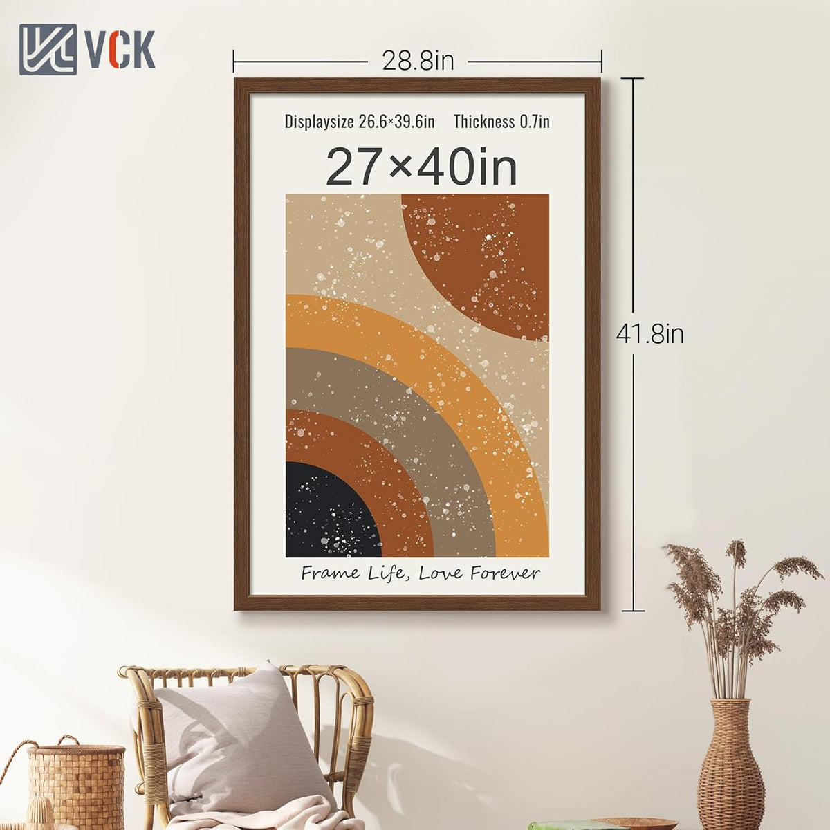 VCK 27x40 Brown Poster Frame 3 Pack, Wood Picture Frame with Exclusive Wood Grain, Wall Mounting
