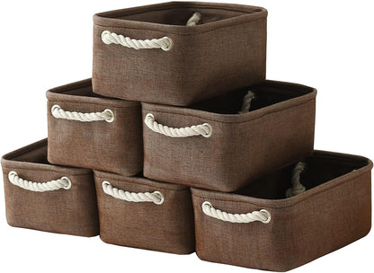 TheWarmHome Storage Basket for Organizing - 12x8x5 inch Small 6 Pack Collapsible Storage Bin for