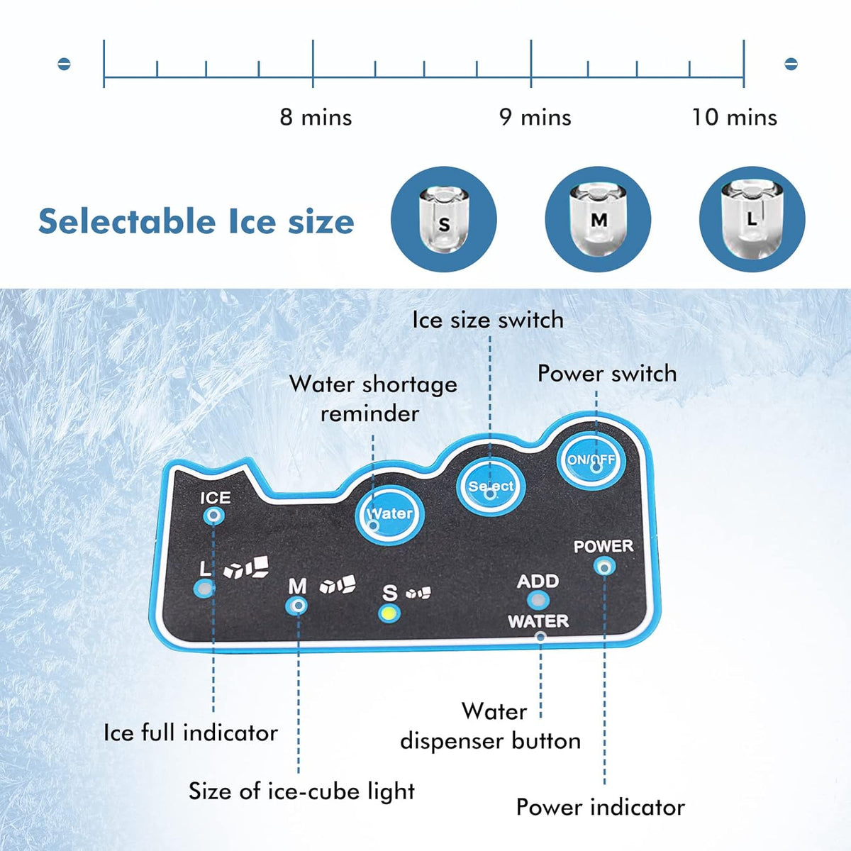 COSTWAY 2 in 1 Countertop Ice Maker Built-in Water Dispenser, 48LBS per Day, S/M/L Size Ice Cube