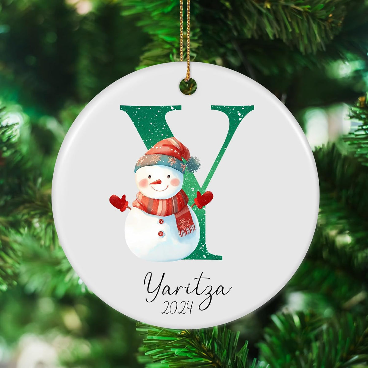 Personalized Christmas Ornaments 2025 Ceramic Custom Name Date Initial A-Z Monogram Christmas