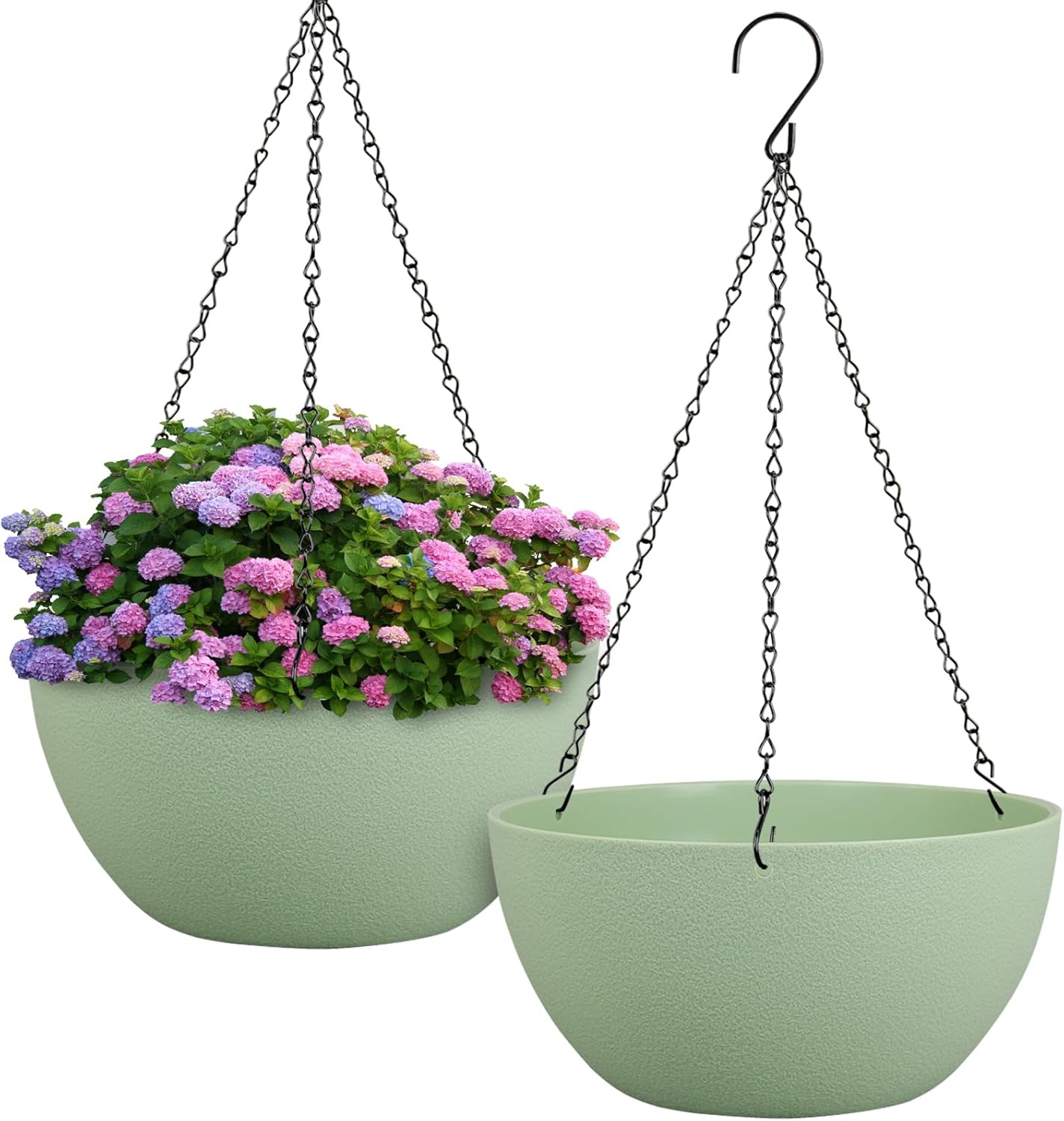 12 inch Large Hanging Planters Plant Pots for Indoor Outdoor Plants, 2 Pack Hanging Flower Pots