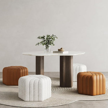 homary 18.5" Hexagonal Pouf Ottoman Upholstered, Velvet Footrest Rest Stools Modern Sofa Footrest