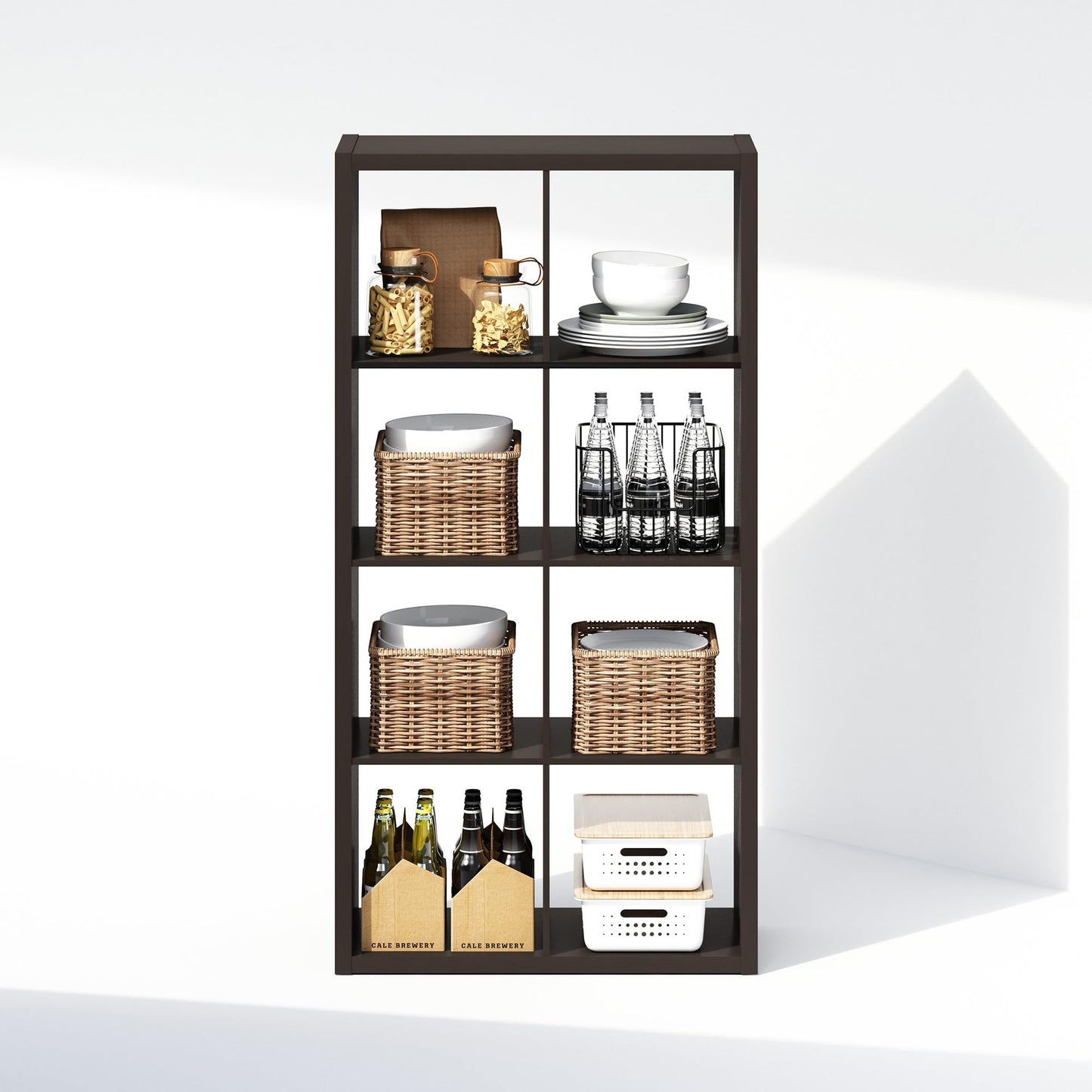 Furinno Cubic Extra Thick 8-Cube Closet Organizers and Storage, Dark Oak