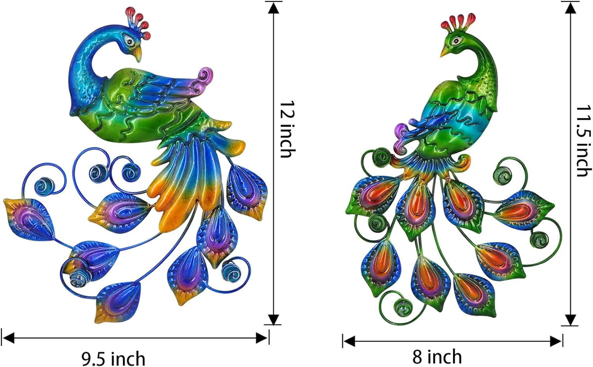 Yonivexis Metal Peacock Wall Art Decor Outdoor Hanging Decor Outdoor Sculpture 3D Metal Handmade