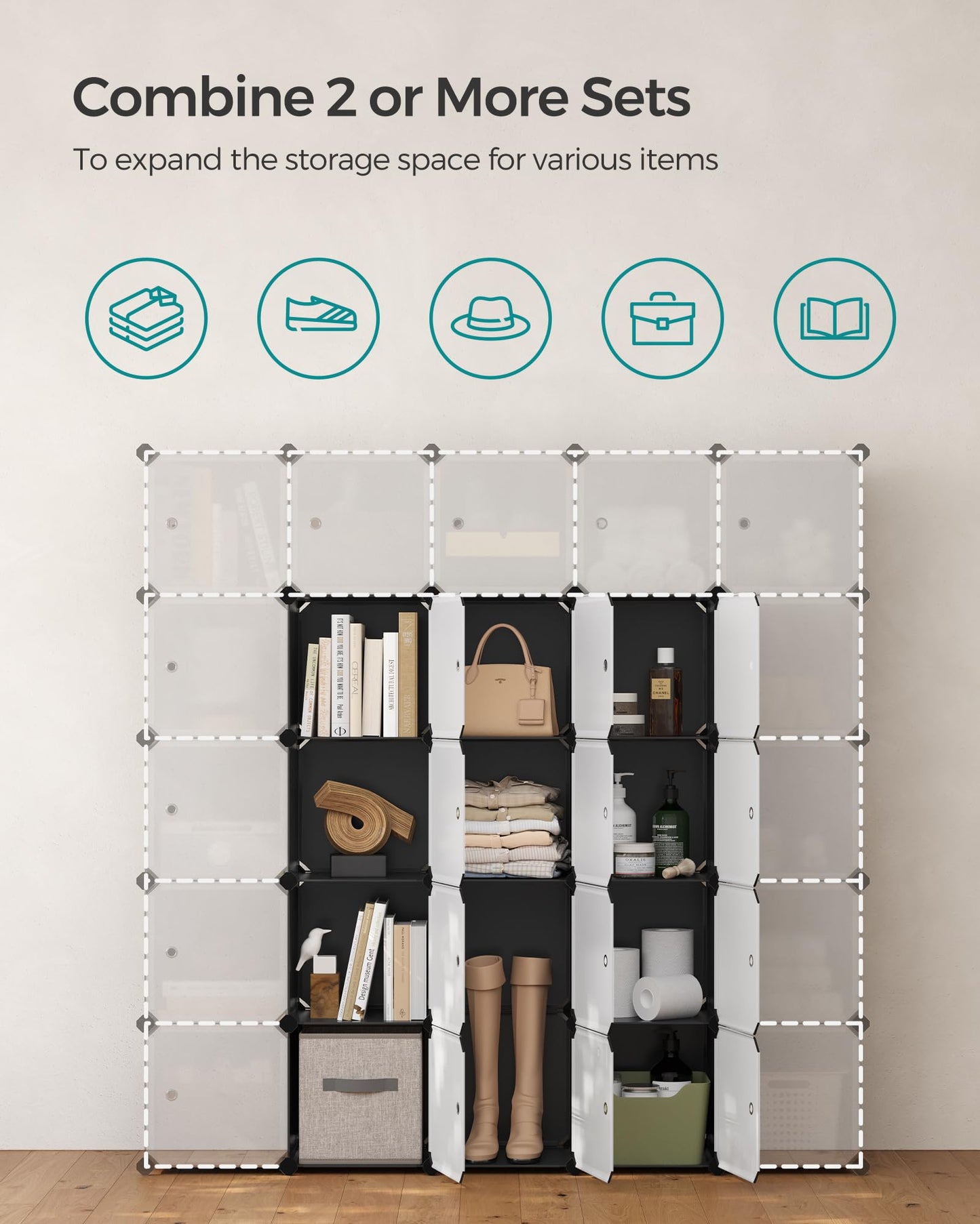 SONGMICS Cube Storage Organizer, 12-Cube Closet Storage Shelves, Modular Bookcase, Black ULPC34HV1