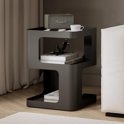 Modern Side Table, Metal Bedside Table Living Room, 3 Tier end Tables with Storage,Nightstand for