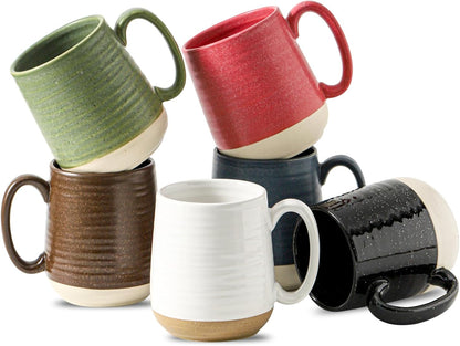 Hasense Ceramic Coffee Mugs Set of 6, 15 oz Large Porcelain Mugs with Handle for Women Men