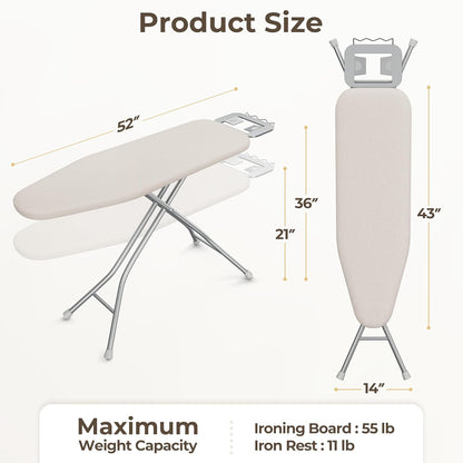Yaheetech Foldable Ironing Board, Heavy Duty Iron Board with 9 Adjustable Heights, 4 Layer Cover