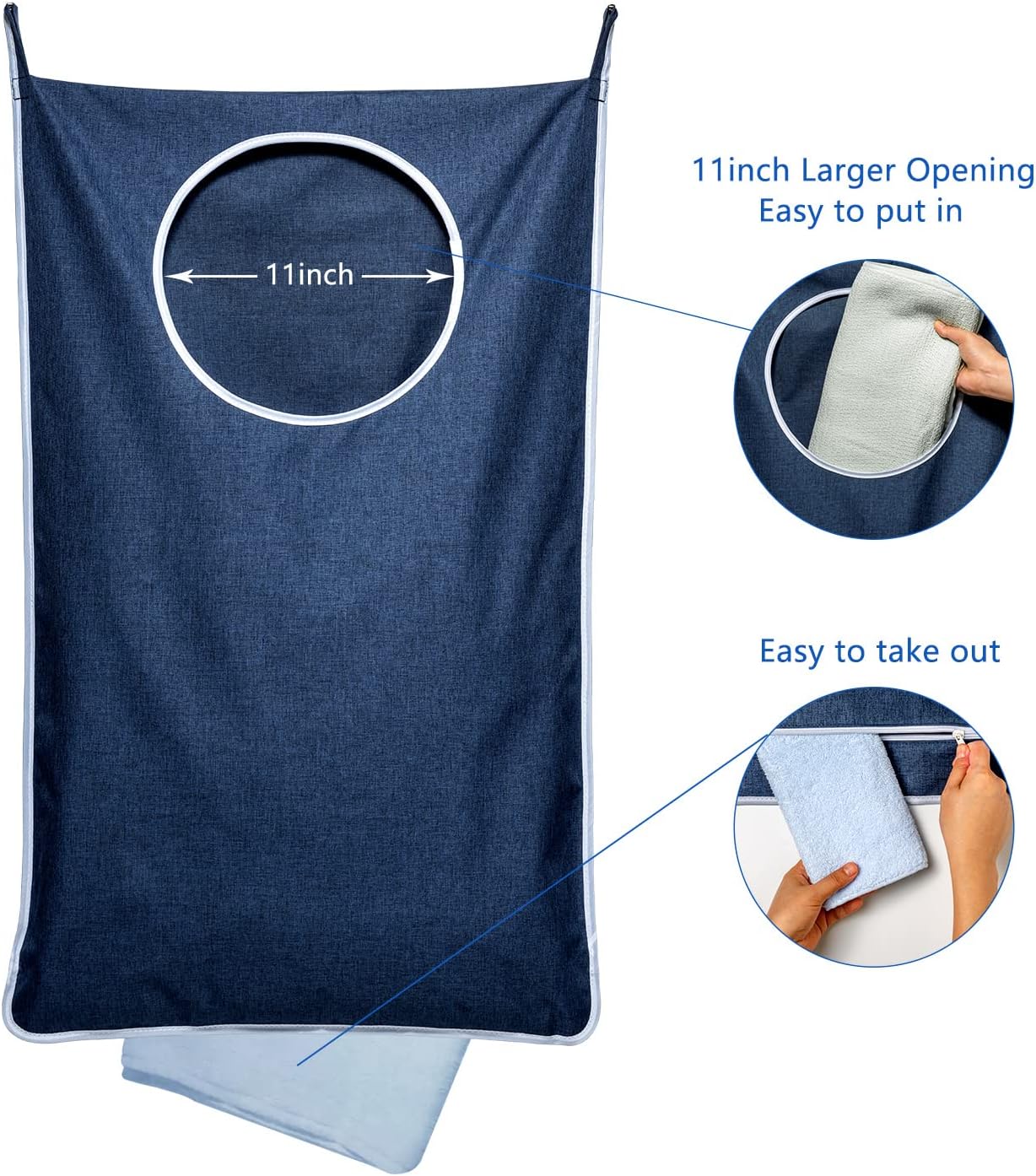 KEEPJOY XL Hanging Laundry Hamper Bag, Hanging Hamper with 2 Strong Hooks for Dirty clothes Door