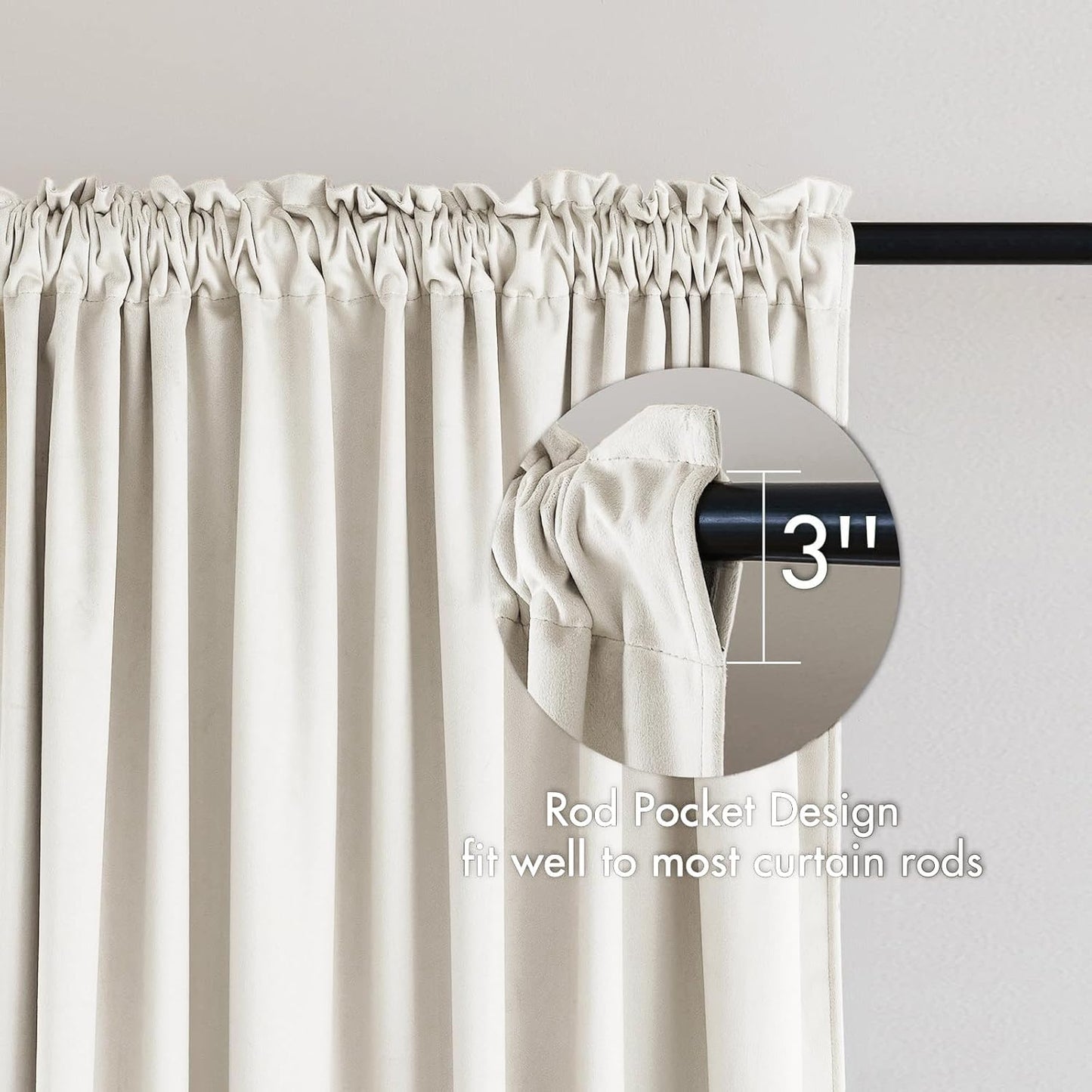 MIULEE Ivory Velvet Curtains Thermal Insulated Blackout Curtain Drapes for Bedroom Living Room