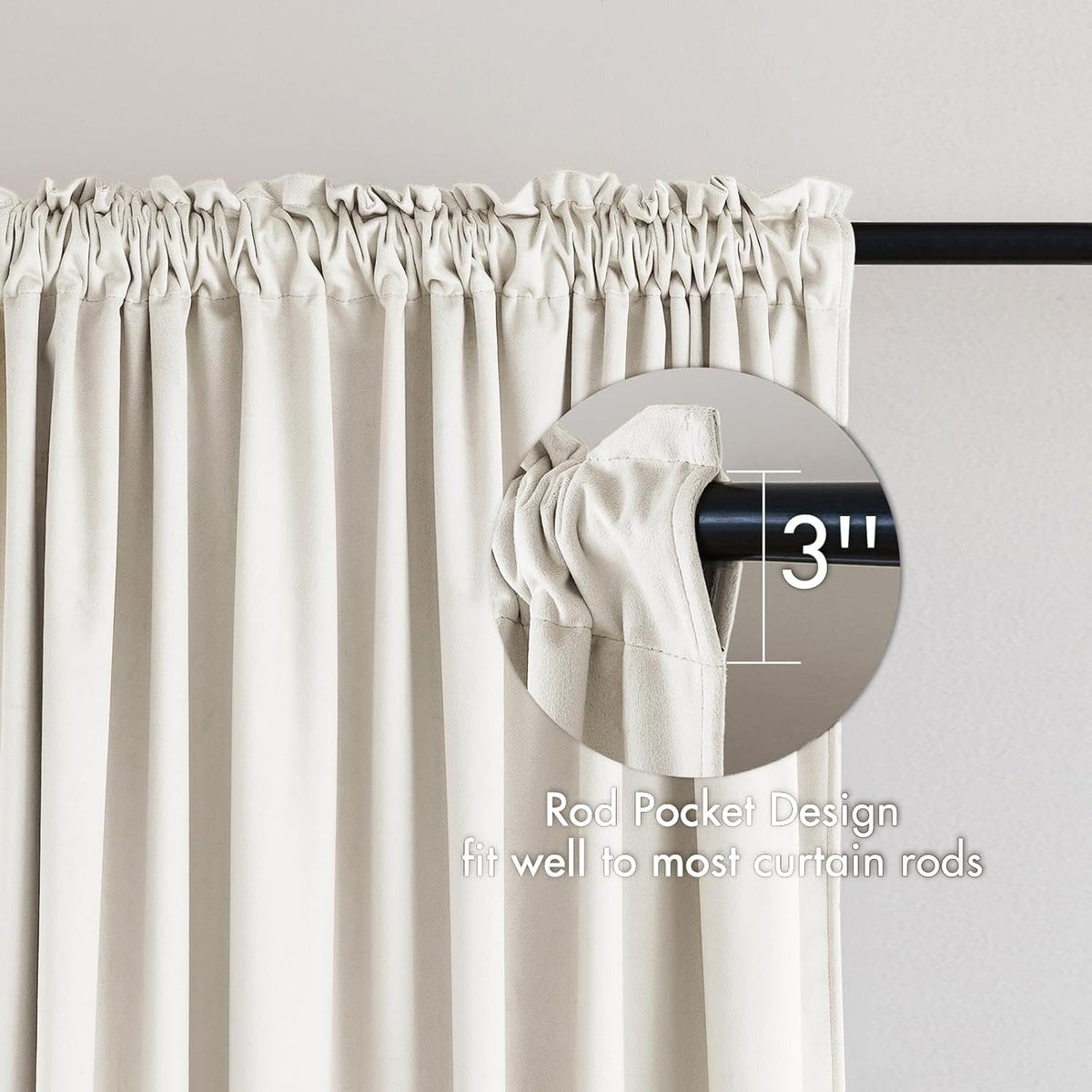 MIULEE Ivory Velvet Curtains Thermal Insulated Blackout Curtain Drapes for Bedroom Living Room