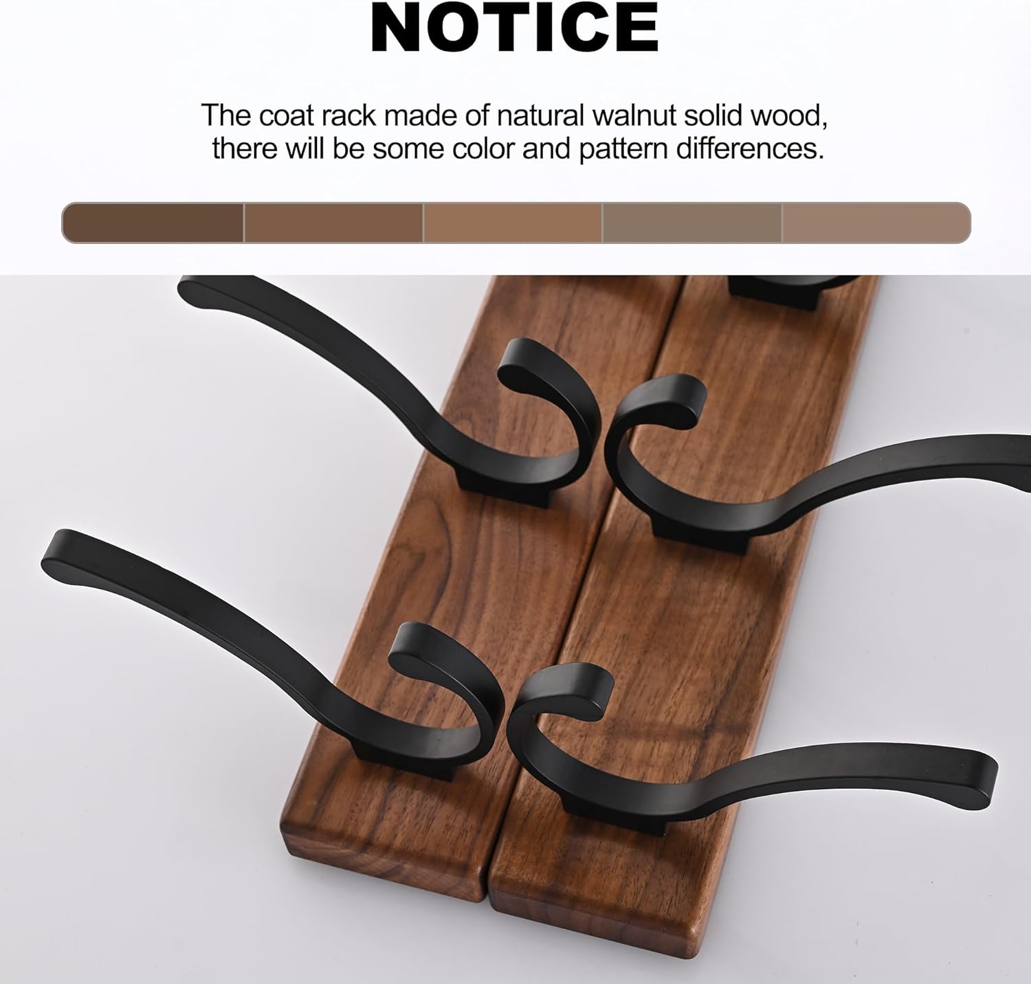 2 Pack 17.3" Small Wooden Coat Rack Wall Mounted with 5 Hooks, Entryway Wall Hooks Coat Hanger for