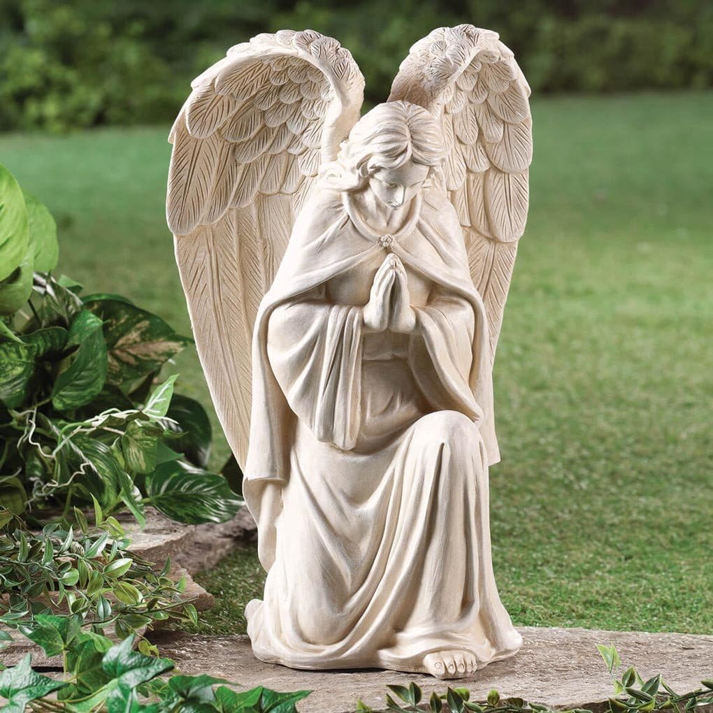 Fox Valley Traders Aoboco White Resin Angel Statue - Religious Garden Statue Remembrance Memorial