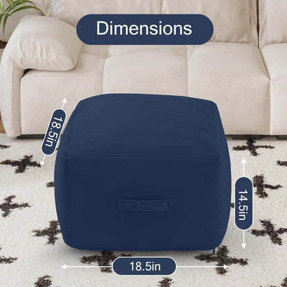 MeMoreCool Square Stuffed Pouf Ottoman Foot Rest, Floor Pouf Foot Stool with Foam Chunk Filling