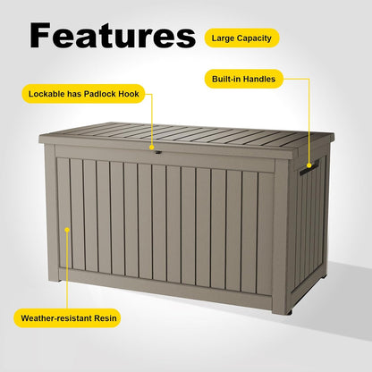 230 Gallon Outdoor Deck Box,Storage Lockable Waterproof Patio Furniture,Garden Tools,Cushions,Pool