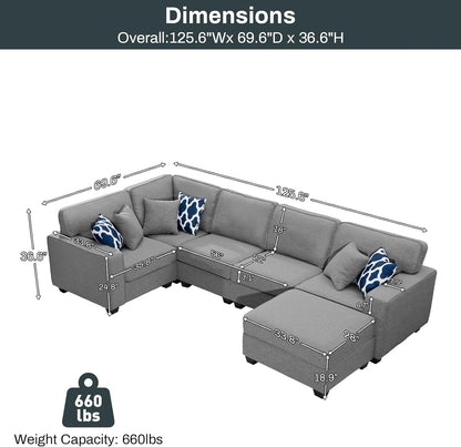 L Lengend Vansen Modular Sectional Sofa U Shaped Couch with Ottoman Modern Reversible Corner