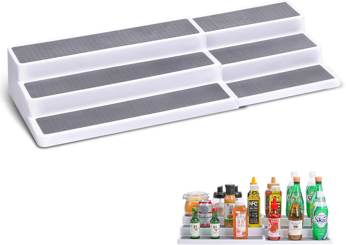 3 Tier Expandable Spice Rack Organizer, Plastic Spice Rack, Adjustable Length 14.6In-25.8In