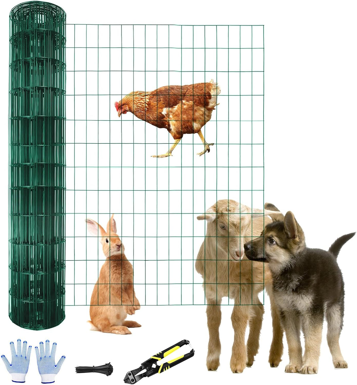 Tongmo 2 ft x 100 ft Green PVC Coated Welded Wire Fence, 16GA Garden Chicken Wire Fence Roll, Mesh