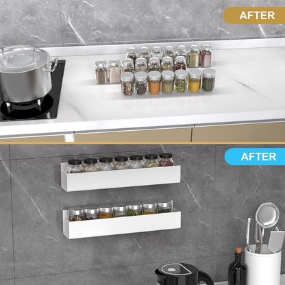 PMMASTO Adhesive Acrylic Spice Rack Organizer for Wall with Nano Double Sided Tape, Spice Shelf