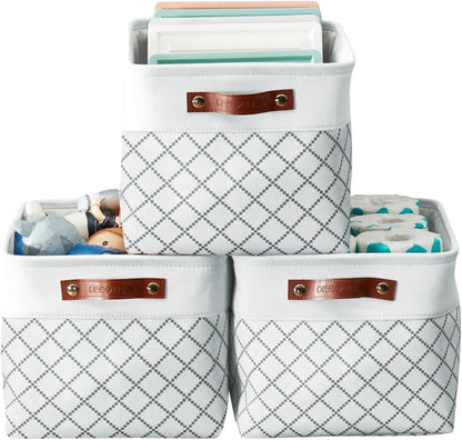 DECOMOMO White Storage Bins Fabric Storage Baskets for Shelves, Linen Closet Organization Toys