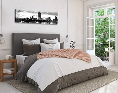 DJSYLIFE Milwaukee Skyline Wall Art Black and White Stretched Canvas Wall Art Prints for Bedroom or