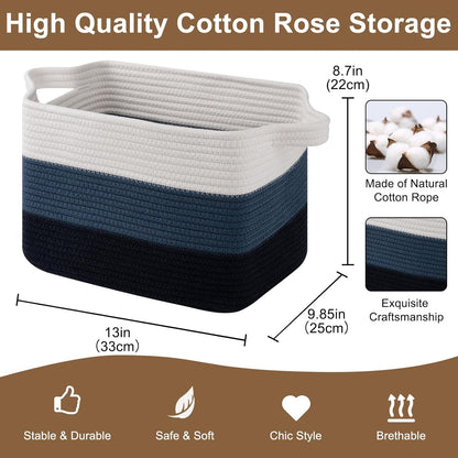 Storage Basket for Organizing, Woven Baskets for Storage, Rectangle Decorative Baskets for Shleves