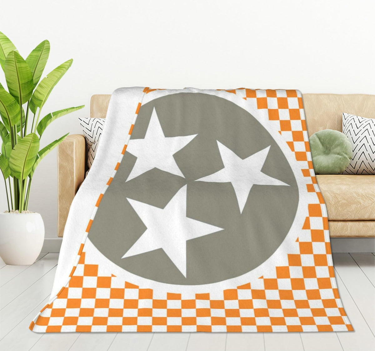 HGOD DESIGNS Tennessee Throw Blanket Ultra Soft Warm All Season Tennessee Orange Grey Star Flag