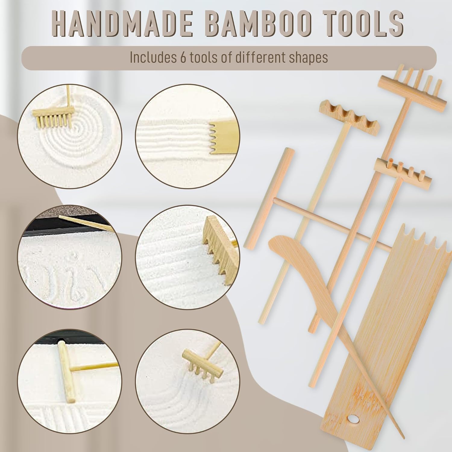 Japanese Zen Garden for Desk - Zen Garden Sand Kit, Artificial Bonsai Tree, Rakes & Accessories