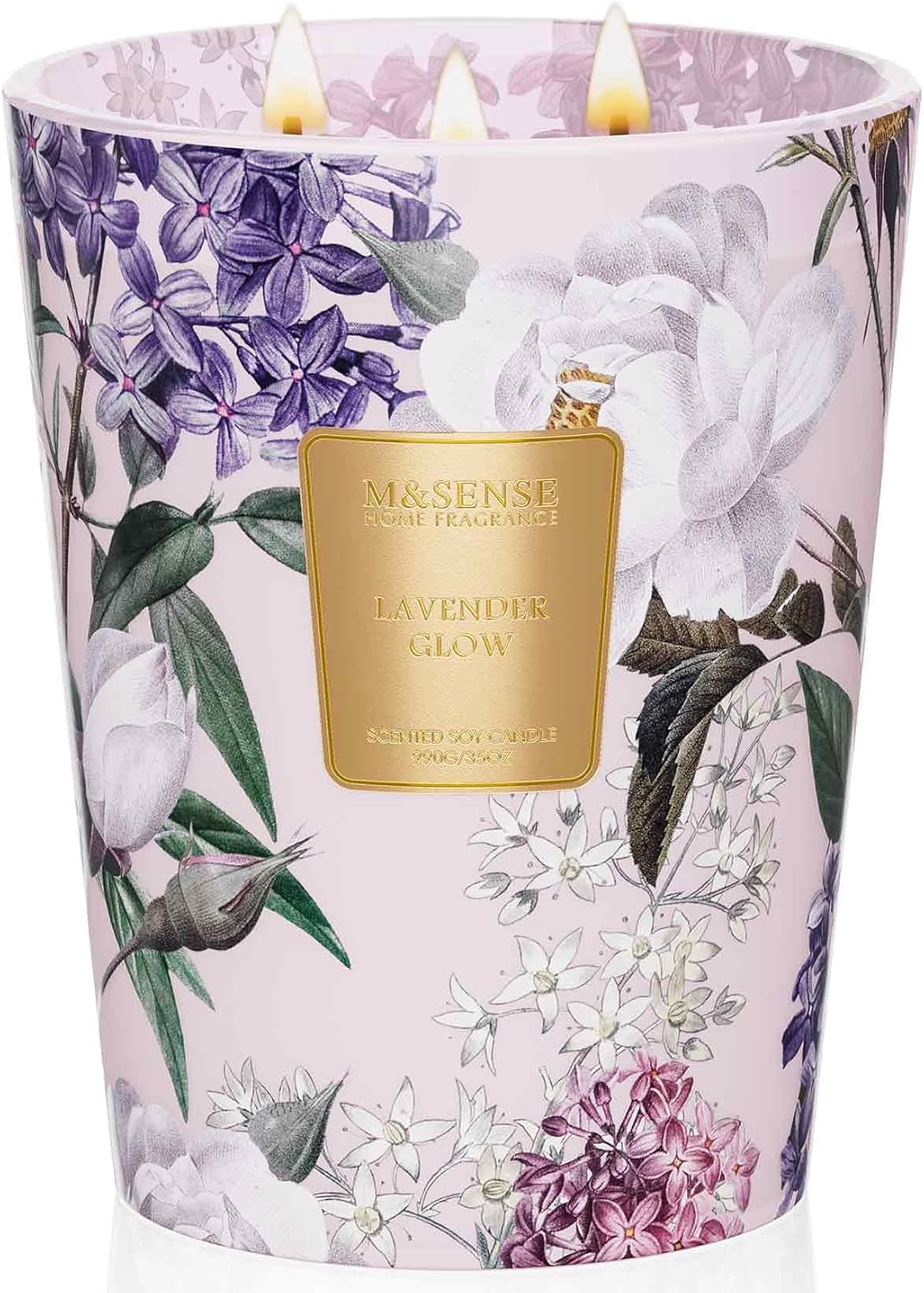 M&SENSE Extra Large Lavender Soy Candles for Home Scented 35oz 150 Hour Long Lasting Slow Burning