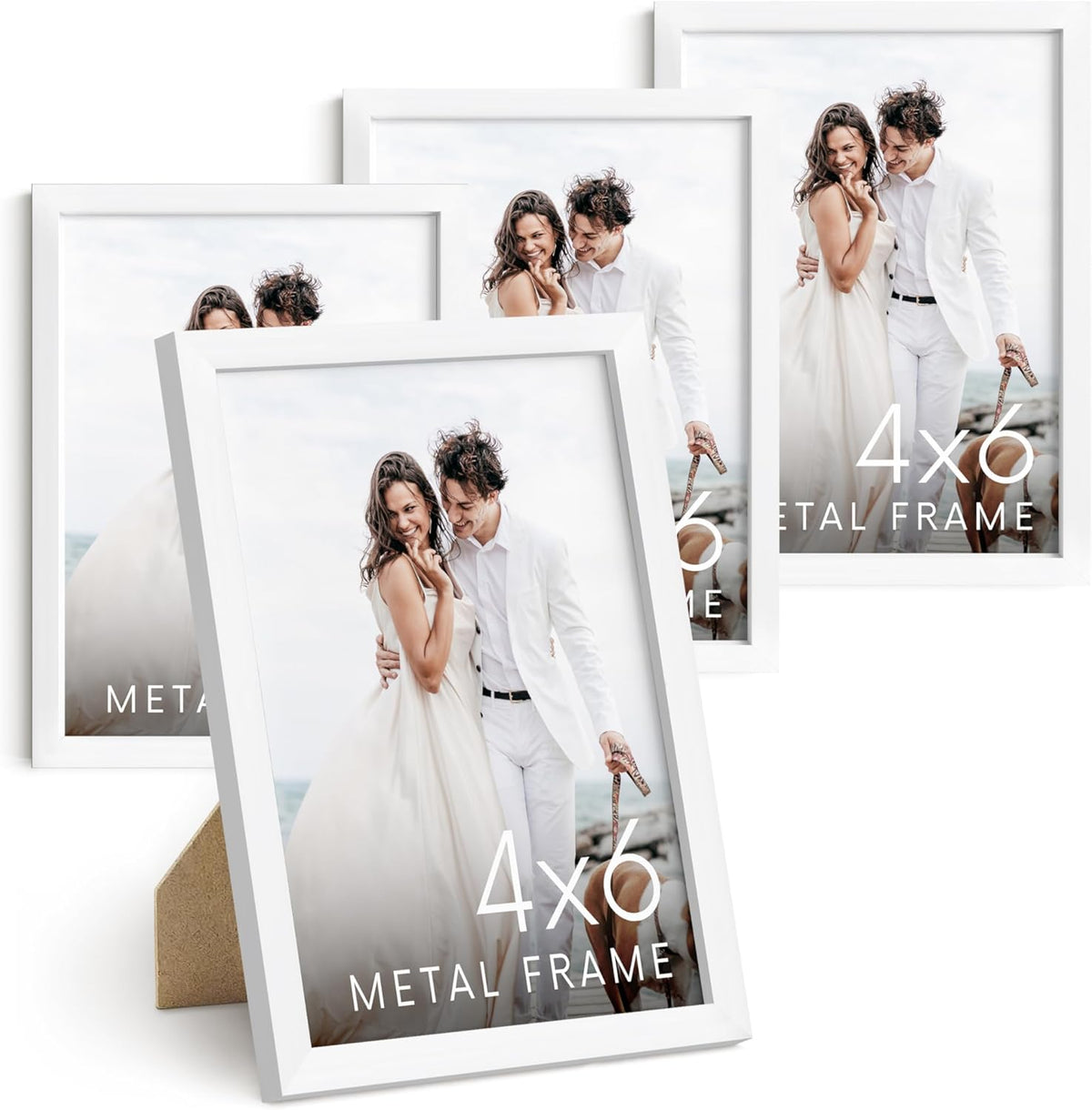 HAUS AND HUES 4x6 White Metal Picture Frames - White 4X6 Photo Frames - Features Premium Aluminum