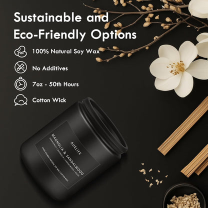 Magnolia & Sandalwood Candle | Masculine Candle - Candles for Men, Soy Candles for Home Scented
