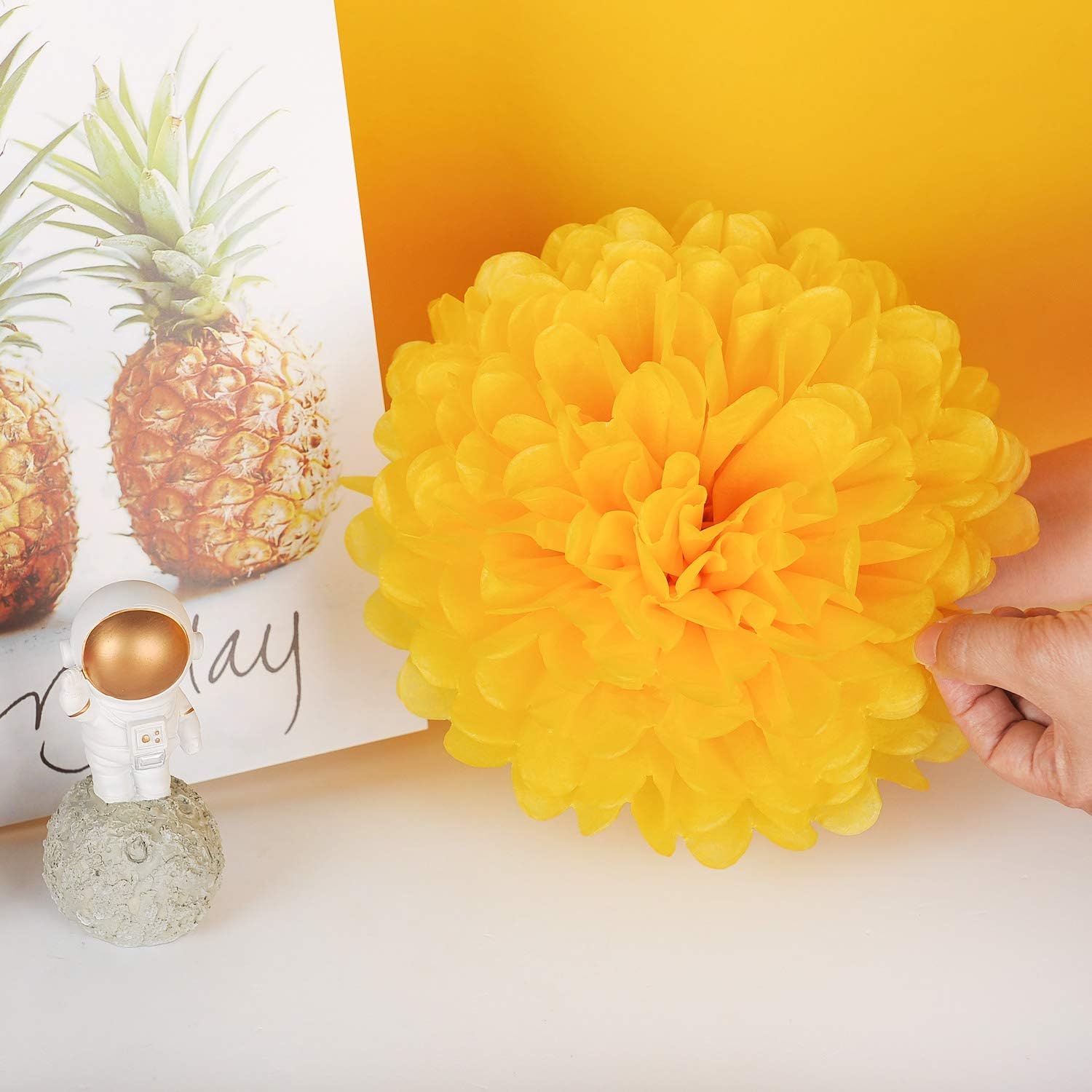 MISU 10" Yellow Tissue Pom Poms DIY Tissue Paper Flowers for Birthday Wedding Baby Shower Tea Party