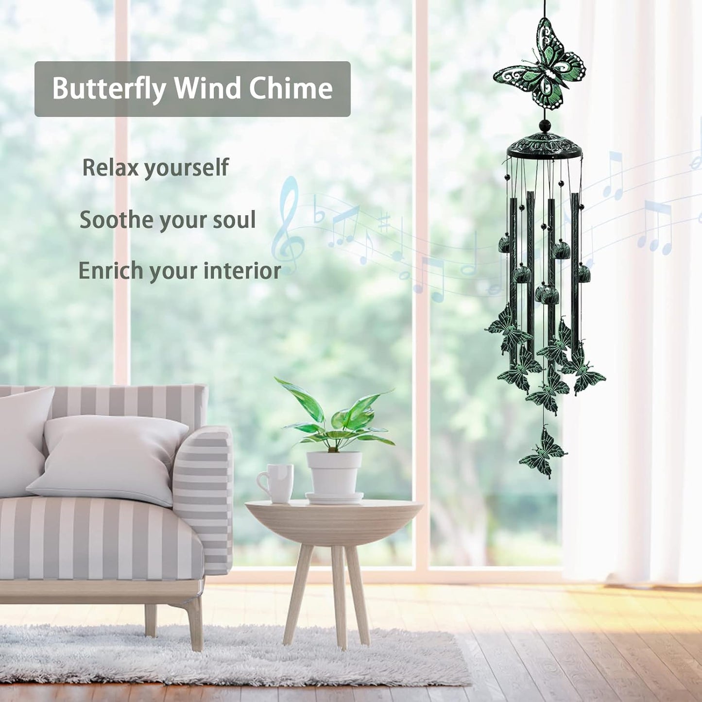 Wind Chimes for Outside, 33" Butterfly Wind Chimes Outdoor, Gifts for Women Mom Grandma Birthday