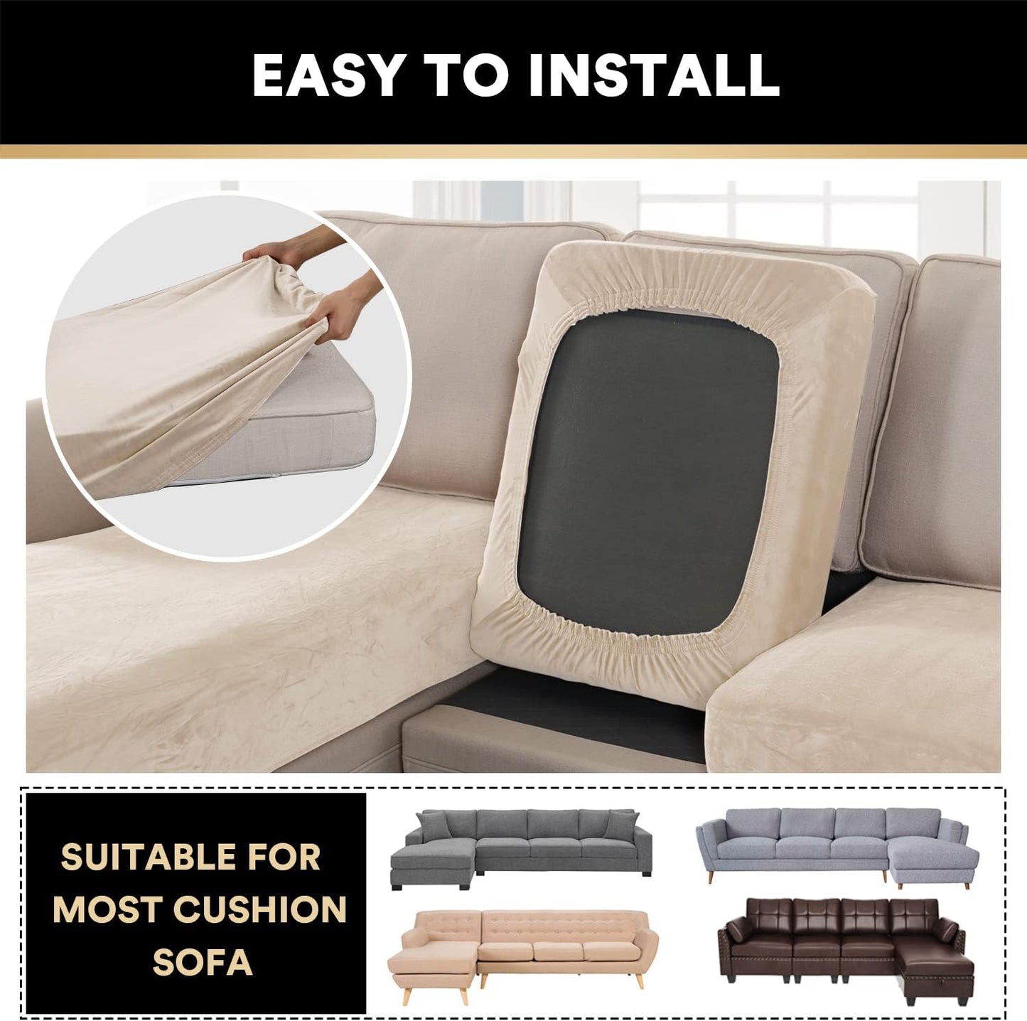 PrinceDeco Sectional Couch Covers 4 Pieces Couch Covers for Sofa Velvet Separate Couch Cover L
