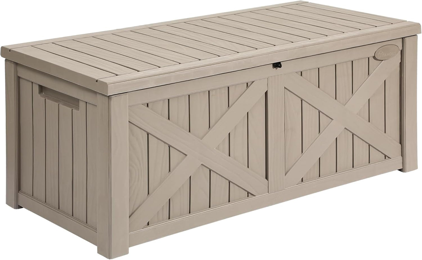 YITAHOME 120 Gallon Large Deck Box, Upgraded Resin Outdoor Storage Boxes w/Flexible Divider