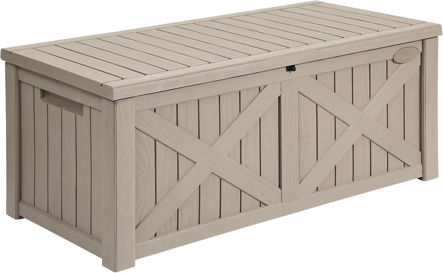 YITAHOME 120 Gallon Large Deck Box, Upgraded Resin Outdoor Storage Boxes w/Flexible Divider