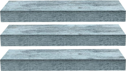 Sorbus Floating Shelves - 3 Pack 16 Inch Rustic Blue Wall Shelves for Bedroom, Kitchen, Living