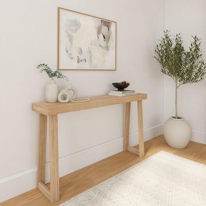 Plank+Beam Solid Wood Console Table, 56 Inch, Sofa Table, Narrow Entryway Table for Hallway, Behind