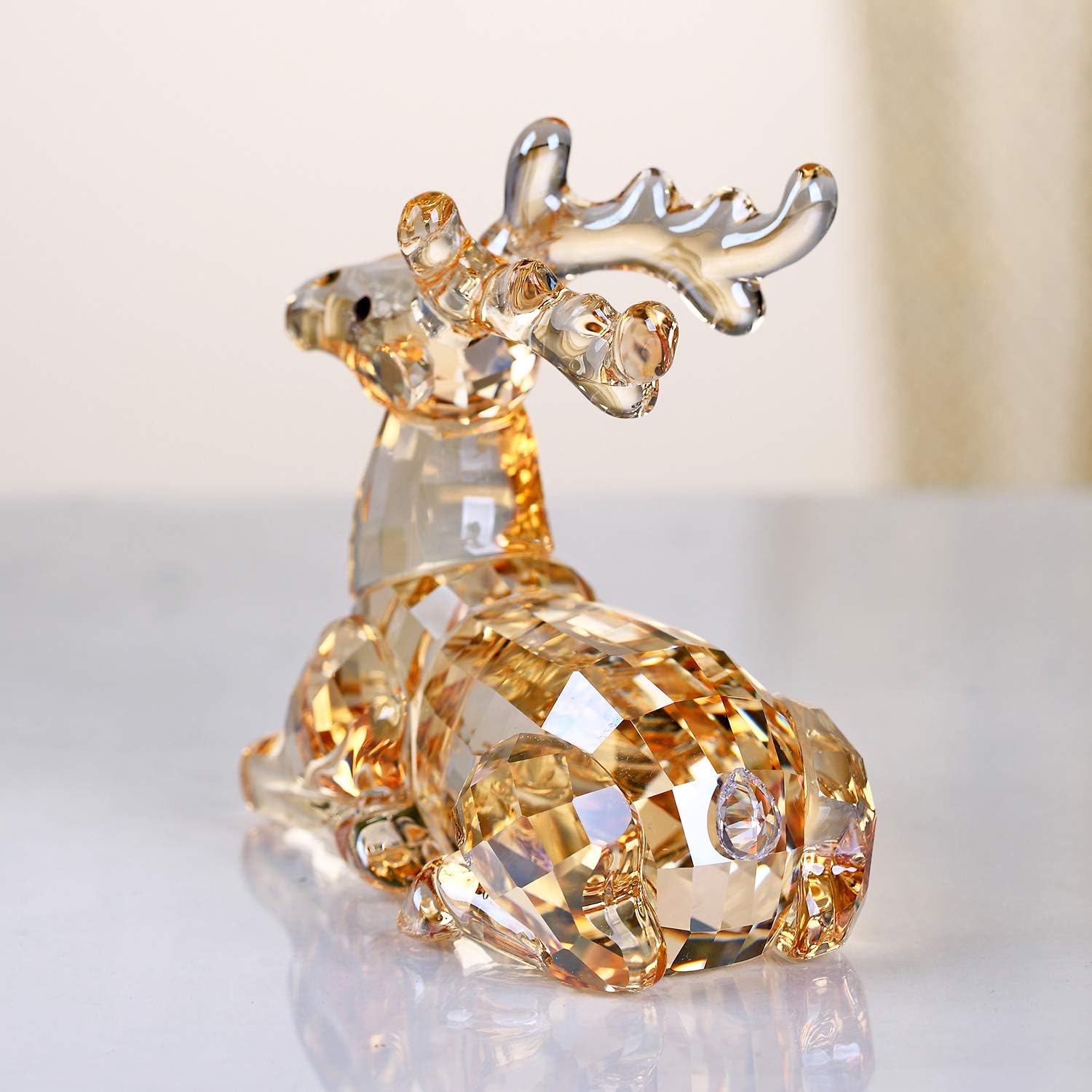 DOJOZ Crystal Deer Animals Lovely Elegant Craft Decorations for Home Ornaments Christmas