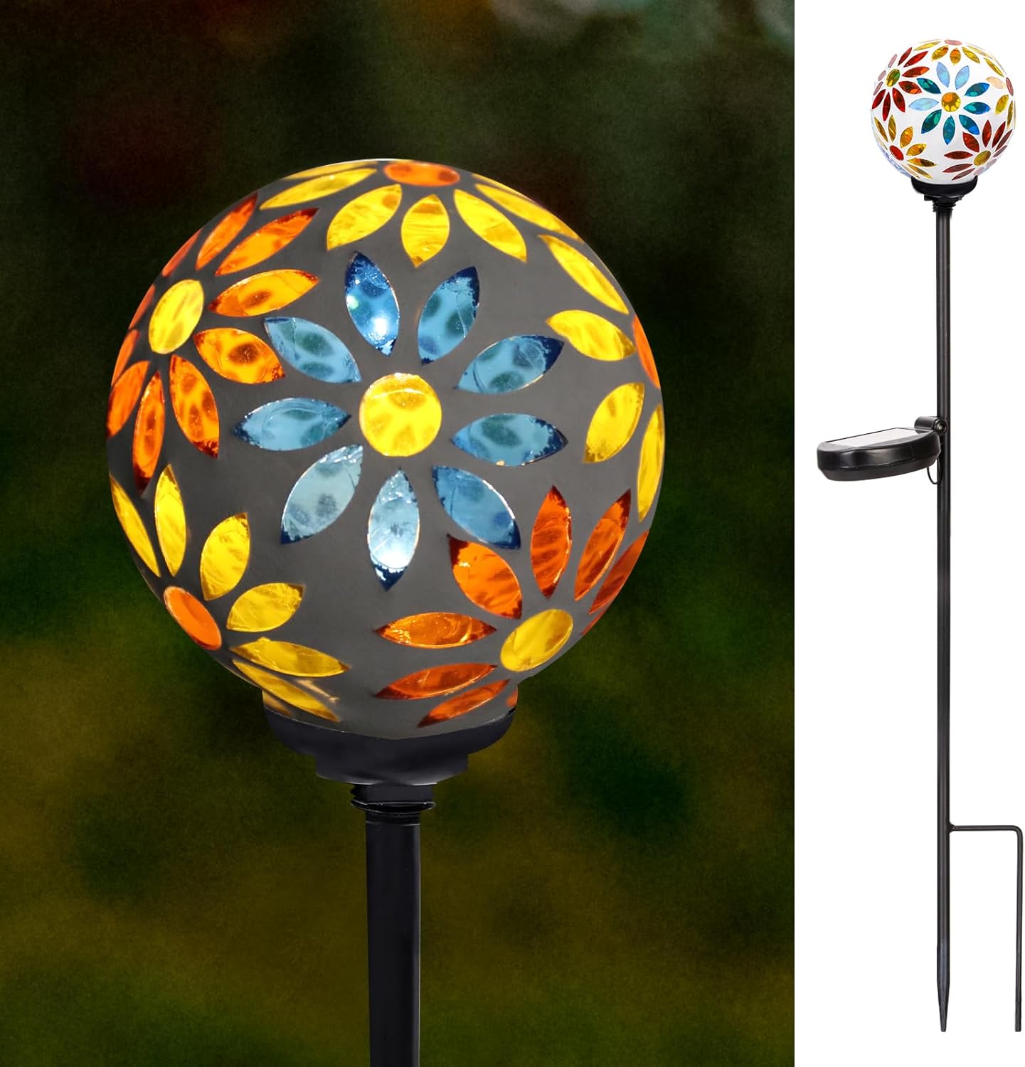VCUTEKA Solar Garden Lights, Mosaic Solar Lights Outdoor Decor Pathway Light Waterpoof LED Stake